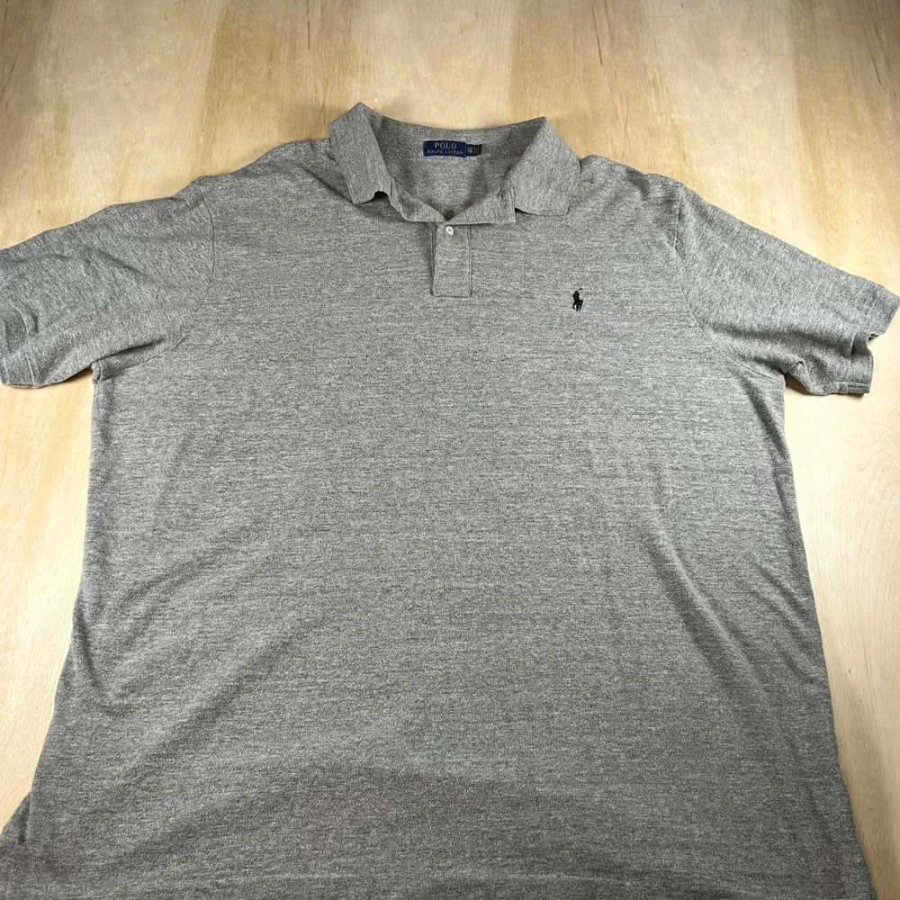 Polo Ralph Lauren Men 3XLT Gray Short Sleeve Pony Logo Jersey Polo Big Tall