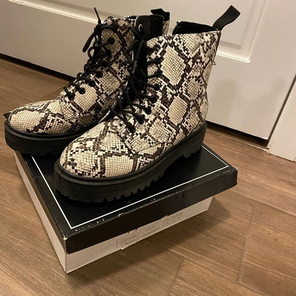 Qupid Snake Print Ankle Boots