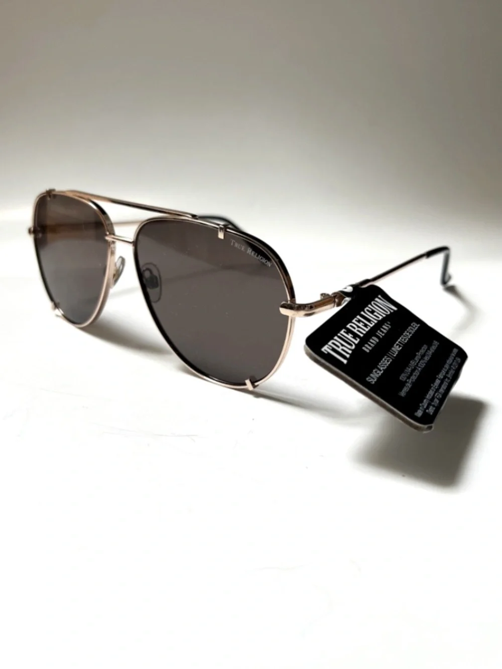 New TRUE RELIGION Double Bridge Aviator Sunglasses Classic Gold Brown Lens