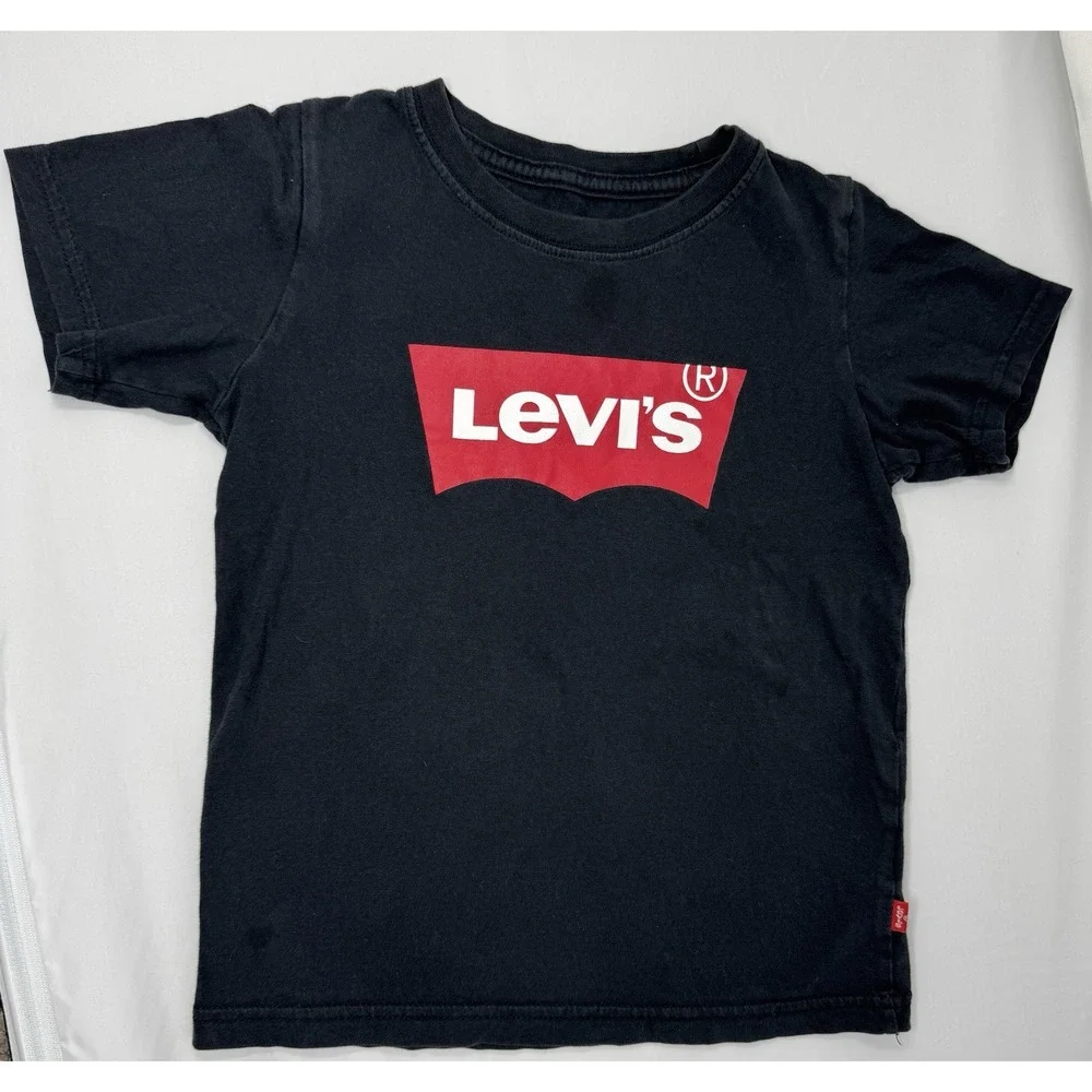 LEVI'S Youth Classic Batwing‎ Short Sleeve T-shirt Size 7 Black Cotton