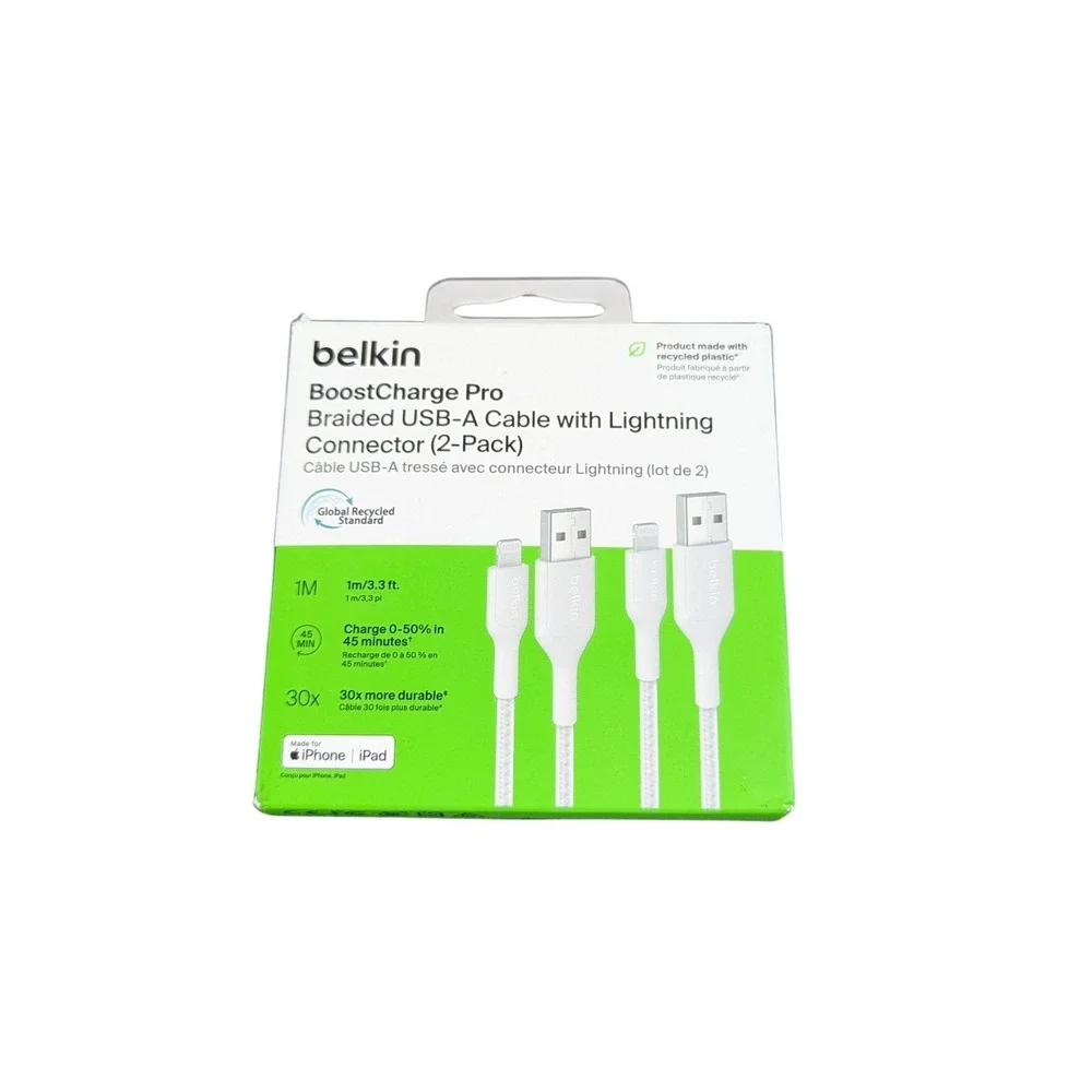 Aa3O Belkin Boostcharge Pro Braided Usb-A With Lighting‎ Connector 2-pack White