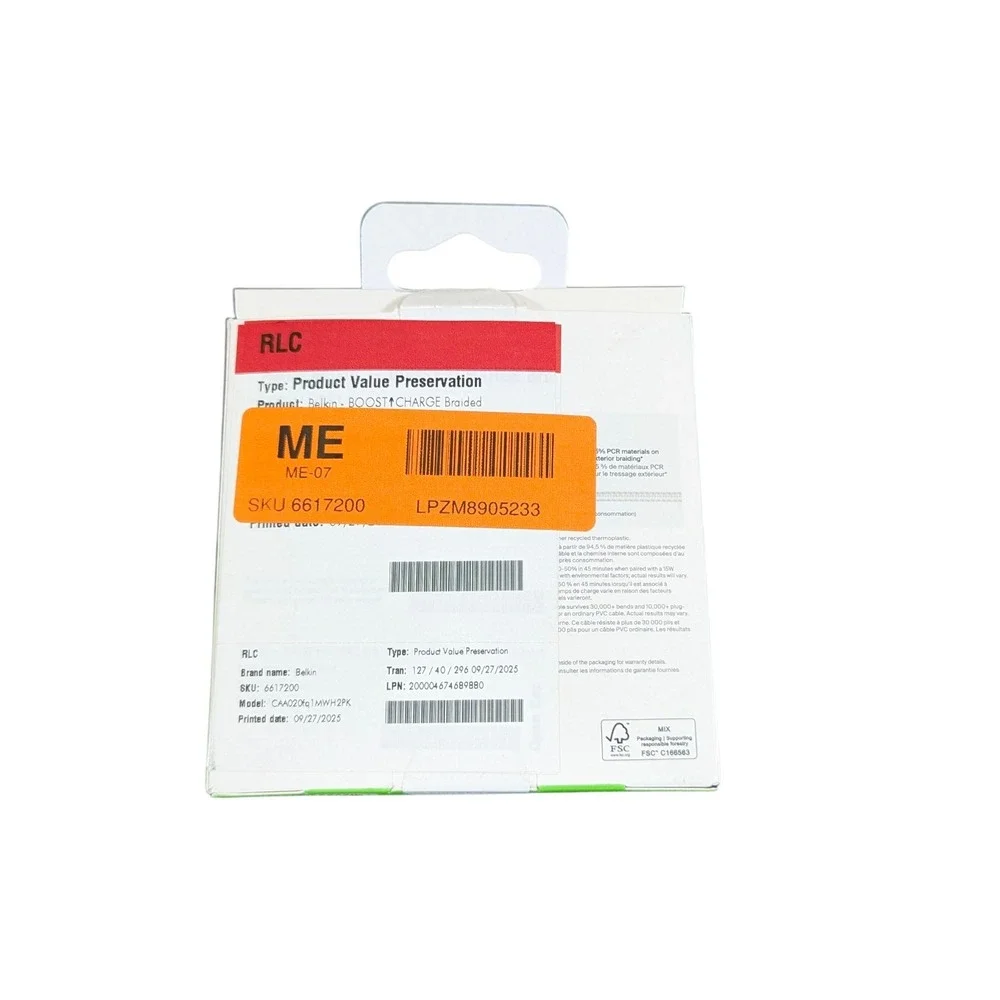 Aa3O Belkin Boostcharge Pro Braided Usb-A With Lighting‎ Connector 2-pack White