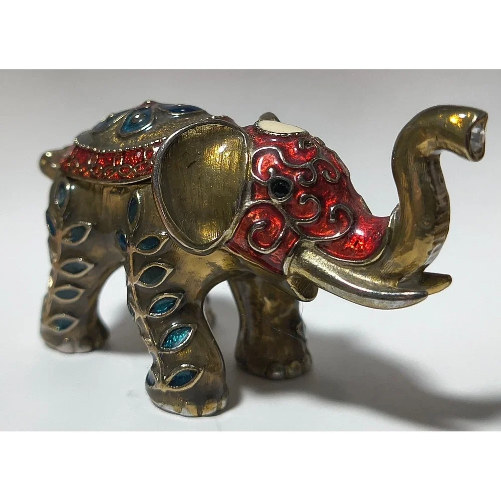 Trinket Elephant Box Magnetic Closure, Multicolor Rhinestones, 2.5