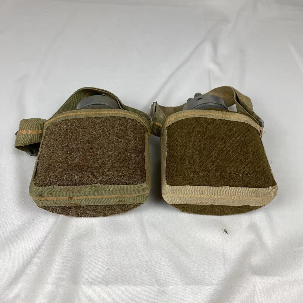 Pair Of Vintage Elephant Brand E. Pakistan Water Bottle Strap Wool Insulation