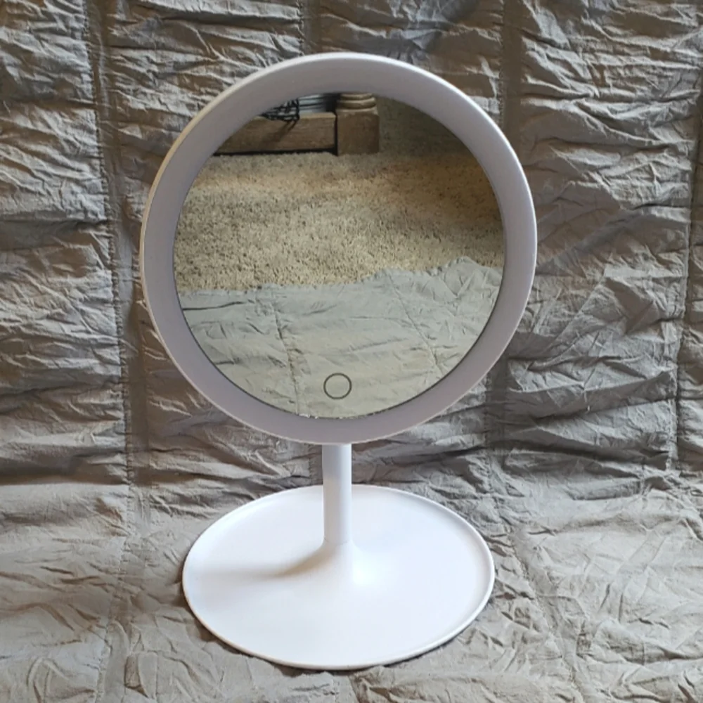 Circular White 120° LED Vanity Mirror Collapsible Untested