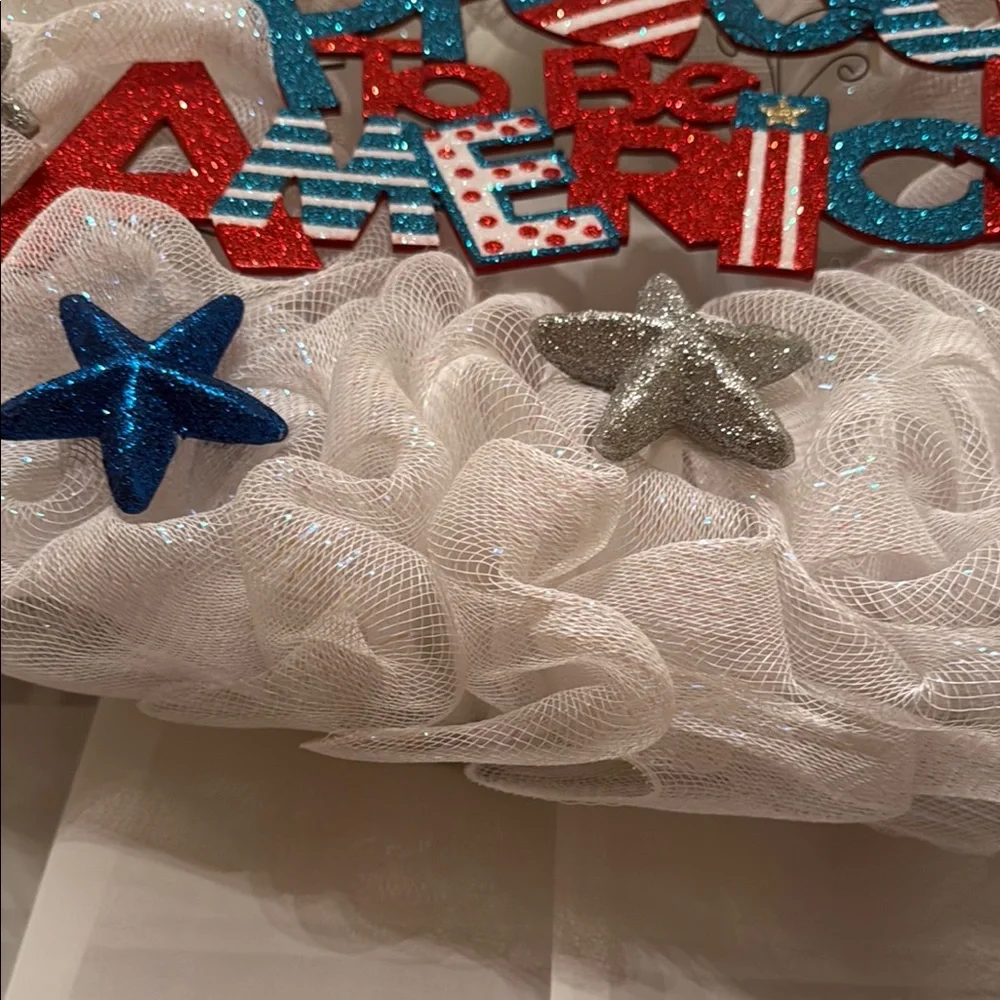 Patriotic Wreath with Stars and Glitter
