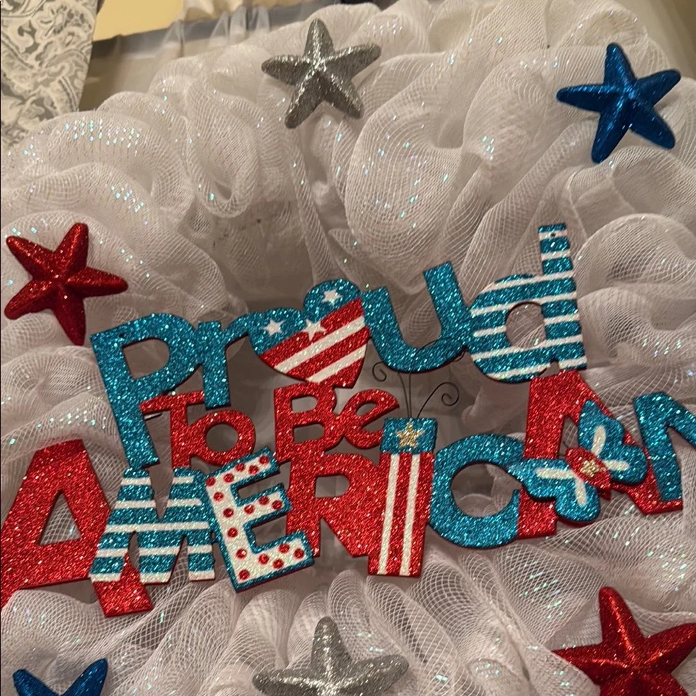 Patriotic Wreath with Stars and Glitter