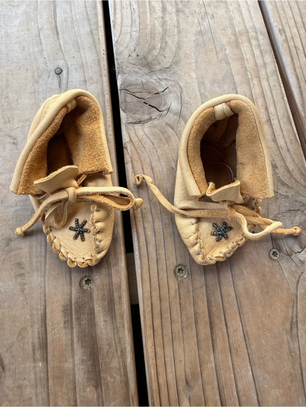 Handmade Suede Baby Moccasins in Tan