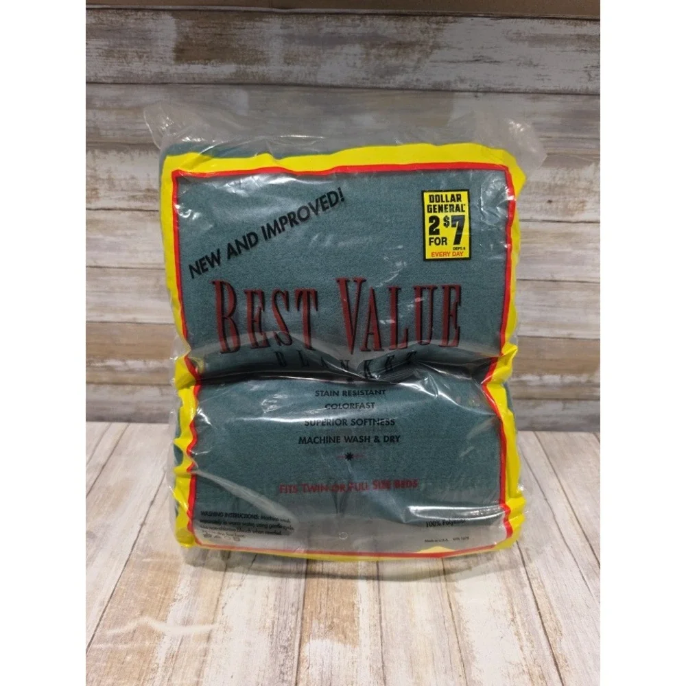 Best Value Blanket Forest Green Fits Twin or Full Size Bed Made in USA NOS