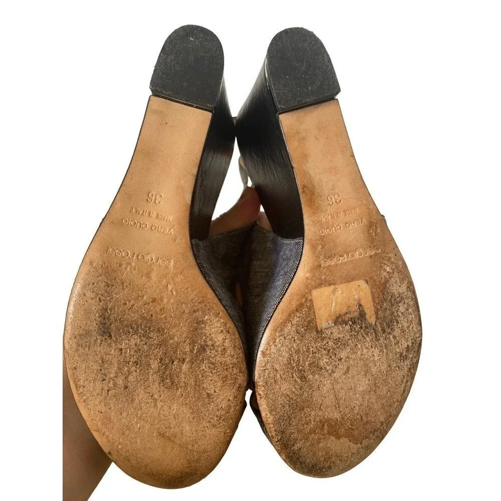 Sergio‎ Rossi sling back peep toe wedges sandals Women size 36