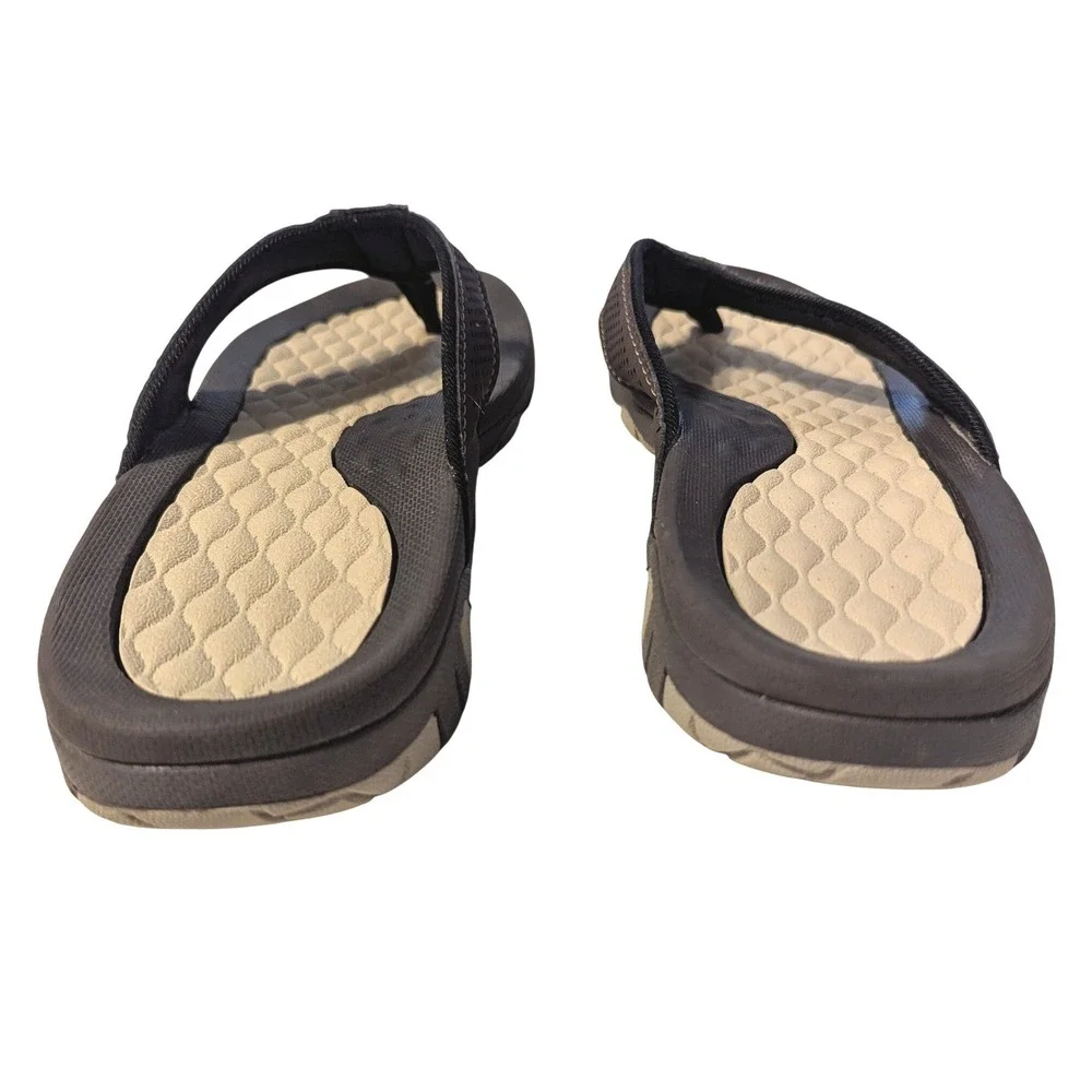 KUBUA Mens Beach Flip Flops Water Thong Sandals Outdoor Brown Tan EU 45 ~US 11
