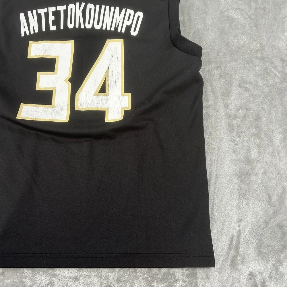 Milwaukee Bucks Jersey Mens Medium Black NBA Basketball Giannis 34 Adidas