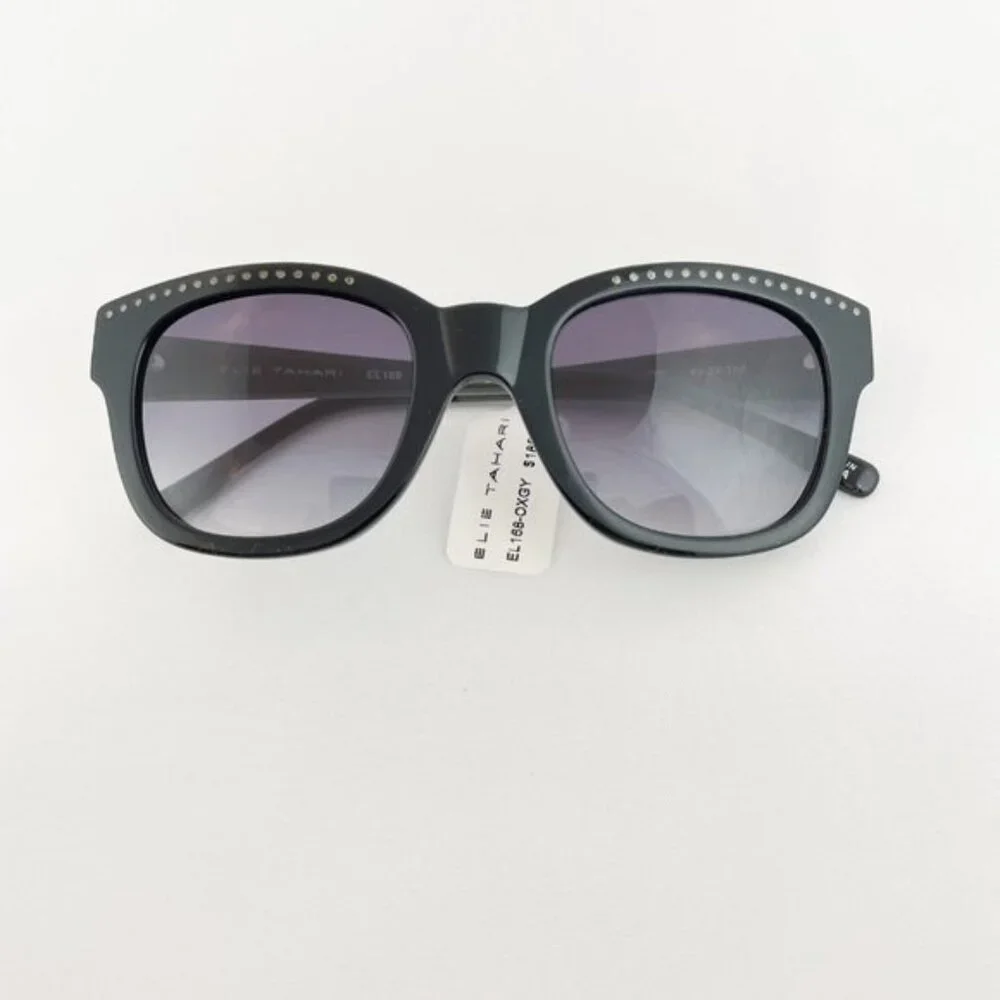 Elie Tahari Black & Gray Stud Accent Sunglasses MSRP $185