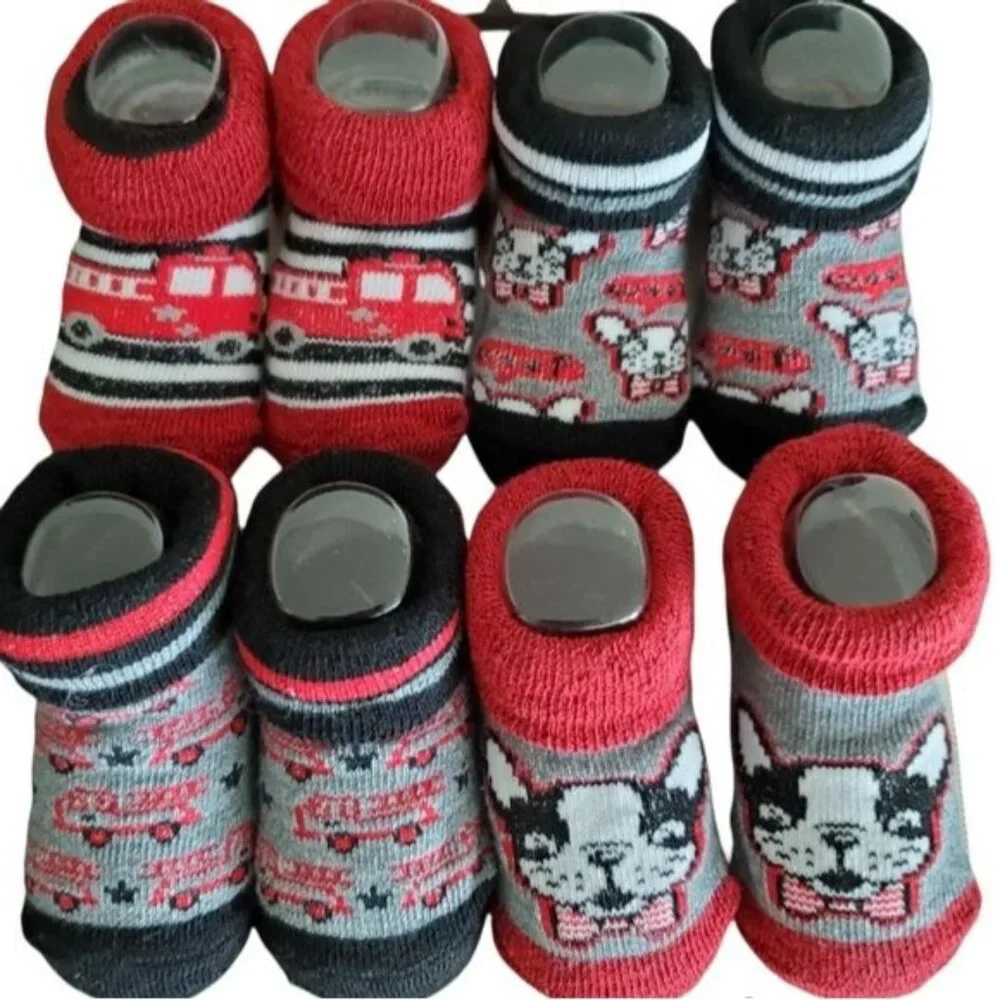 Infant baby boy Booties 0-6 Months‎ red color 4 pairs