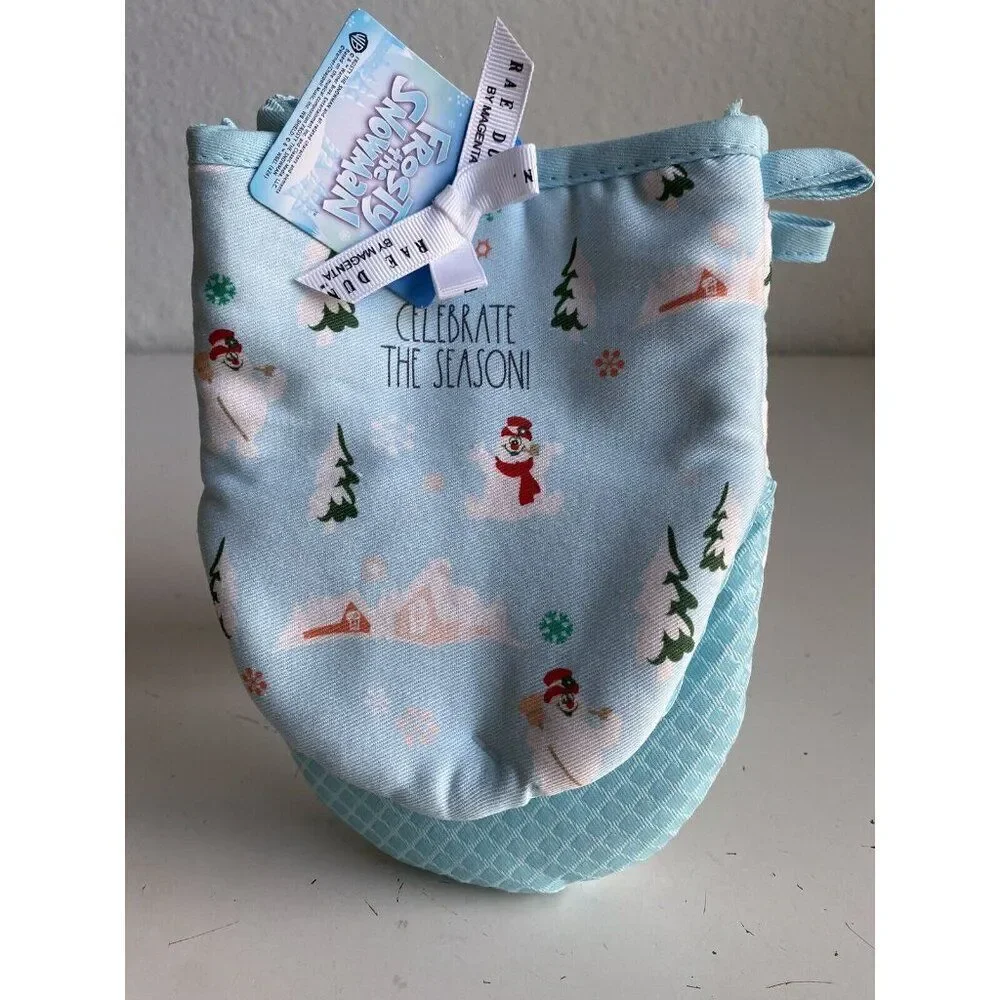 2 Pack Rae‎ Dunn Oven Mitts Frosty The Snowman Celebrate The Season Holiday NEW