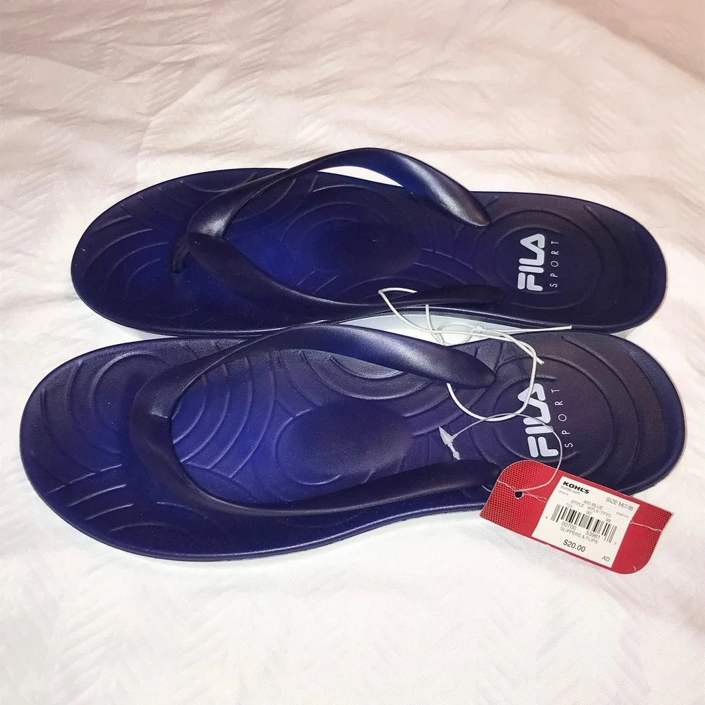 Fila Sport‎ Navy Blue Thong Flip Flop Sandals Mens Size 7/8 WRU617FS0