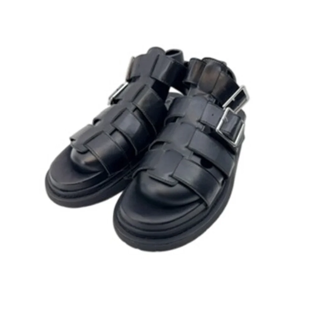 No Boundaries Womens Black Fisherman Sandals Platform Caged‎ Straps Size 9