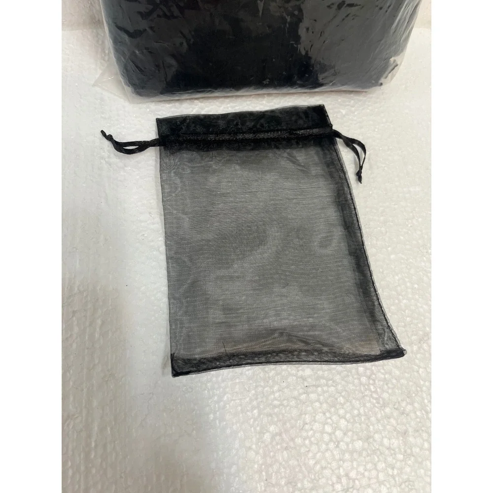 100pcs‎ Black Organza Drawstring Jewelry Pouches Wedding Party Favor Bags Bulk