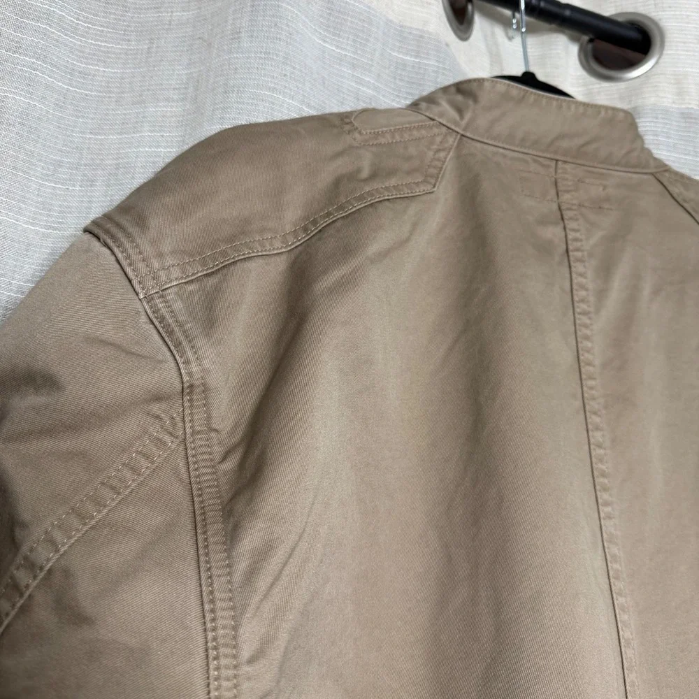 J.‎ Peterman Utility Jacket 100% Cotton Twill Khaki Metal Buttons Men's LARGE