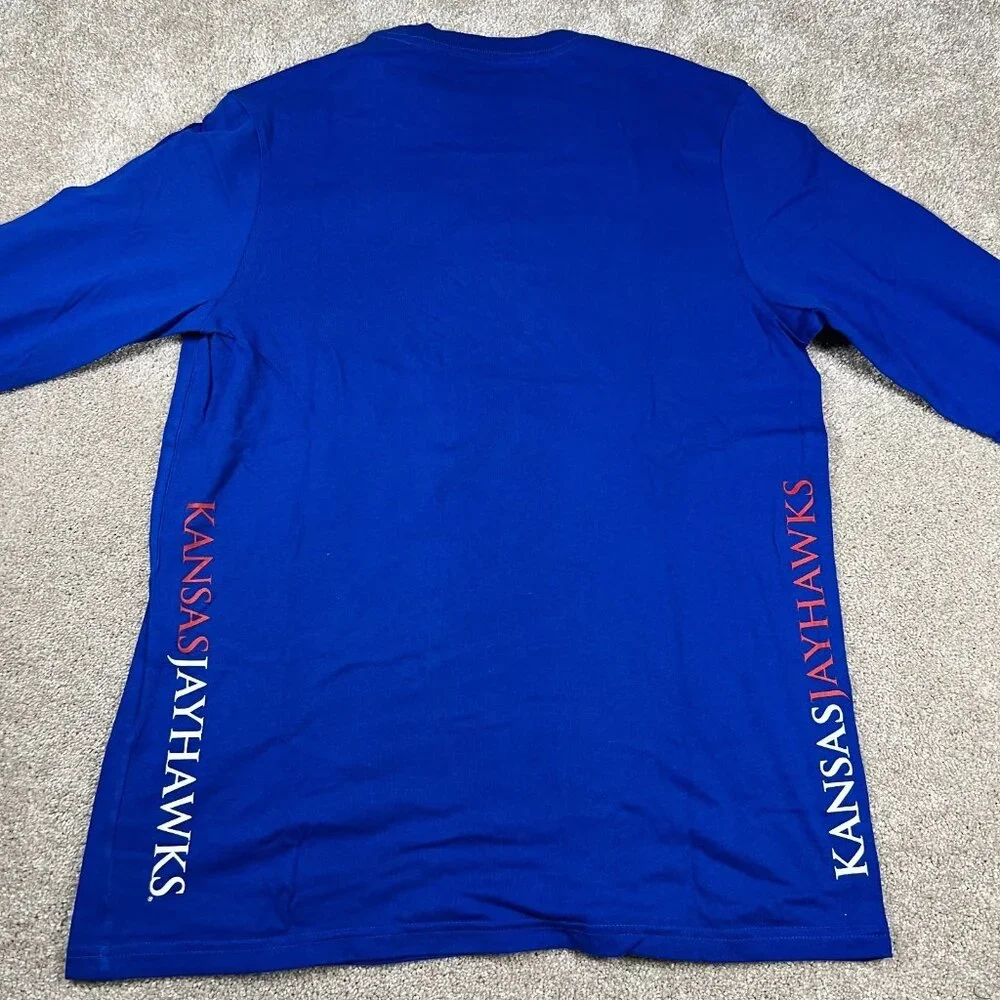 Adidas Mens‎ M Blue Long Sleeve KU Kansas Jayhawks Basketball Amplifier Tee NWT