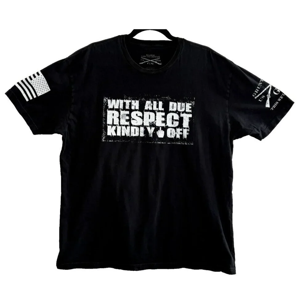 GRUNT STYLE Men Shirt Size XL Black Tee Short Sleeve Due Respect Casual‎ 24-5