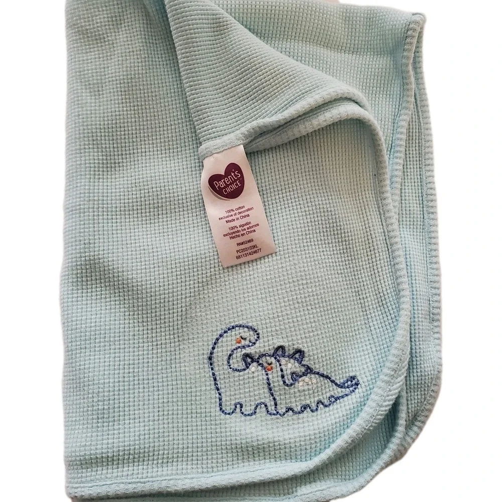 Parents Choice Blue Waffle Weave Dinosaur Baby Blanket‎ 28