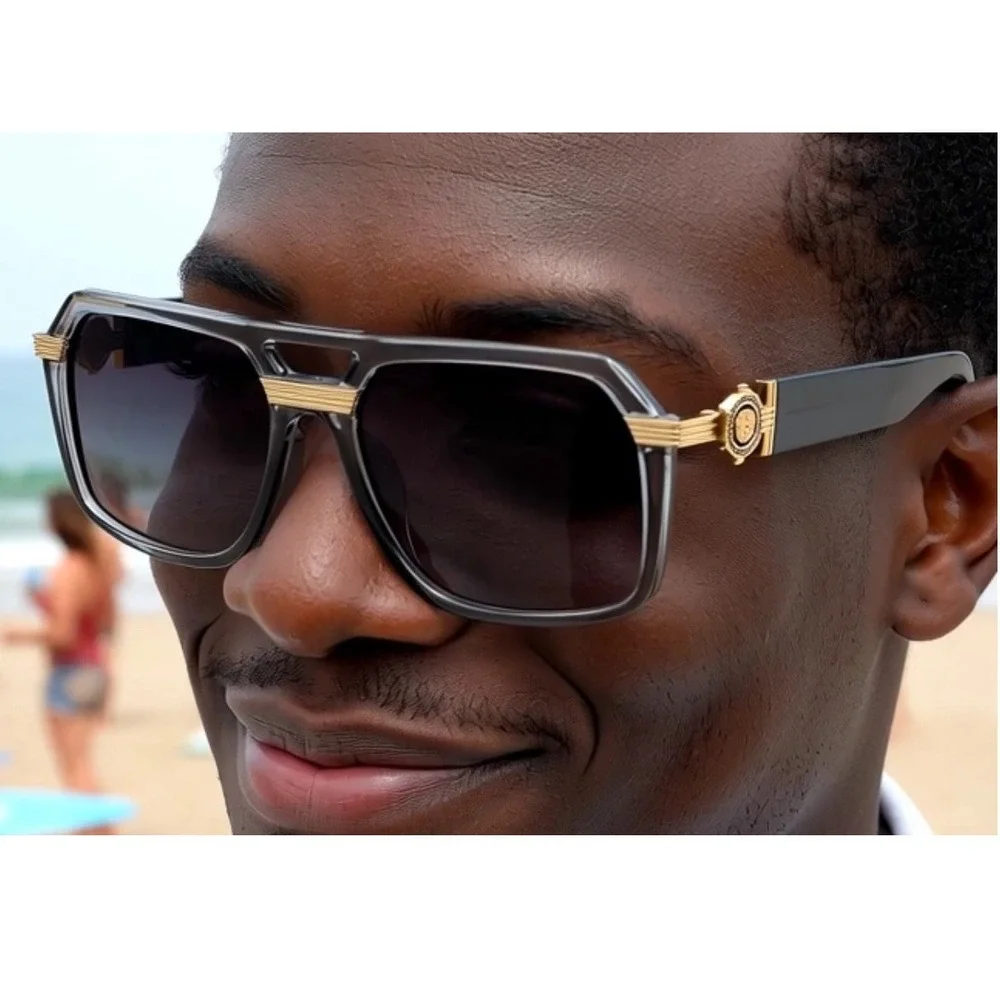 Gray Frame Aviator Sunglasses  Driving Outside‎ Wear Flat Lens Comfortable Large