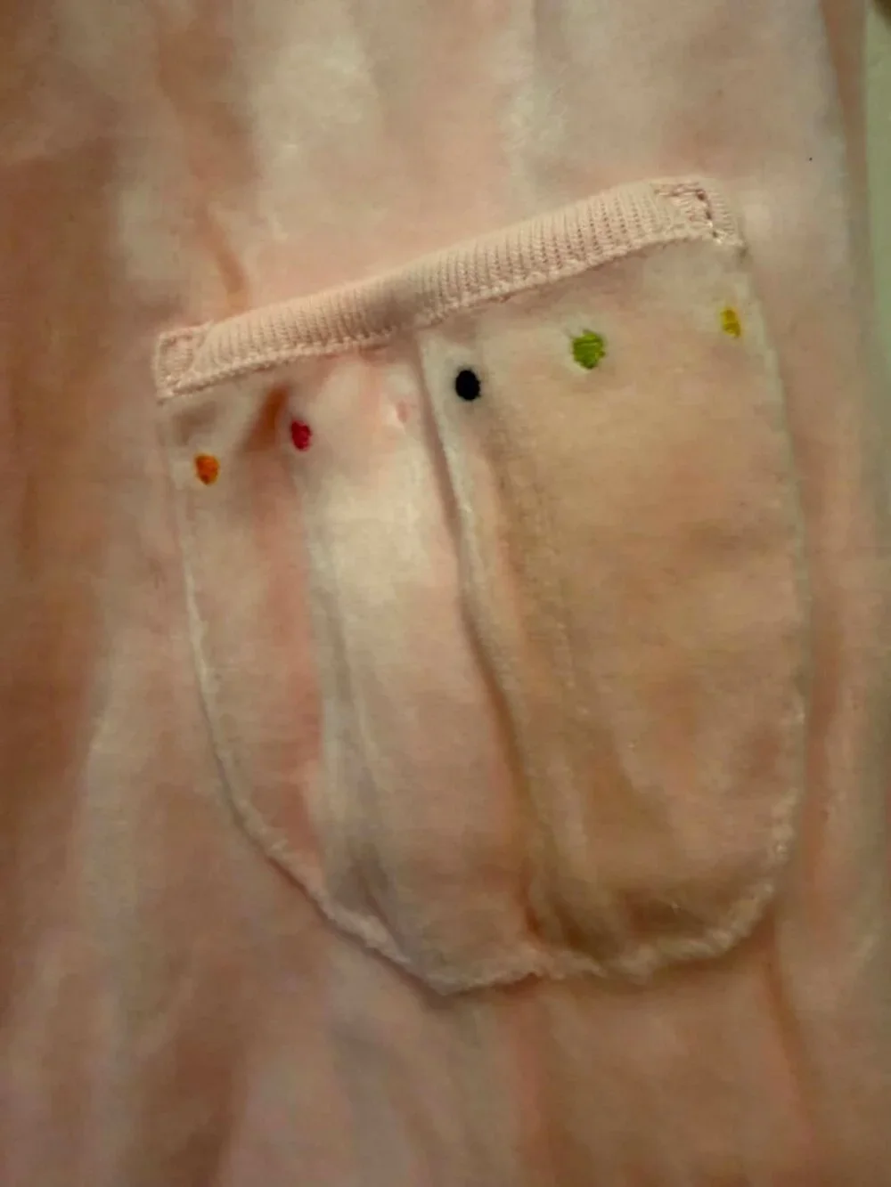 Gymboree NWT Little Panda Pink Velour Romper Embroidered Panda 6- 12 oz