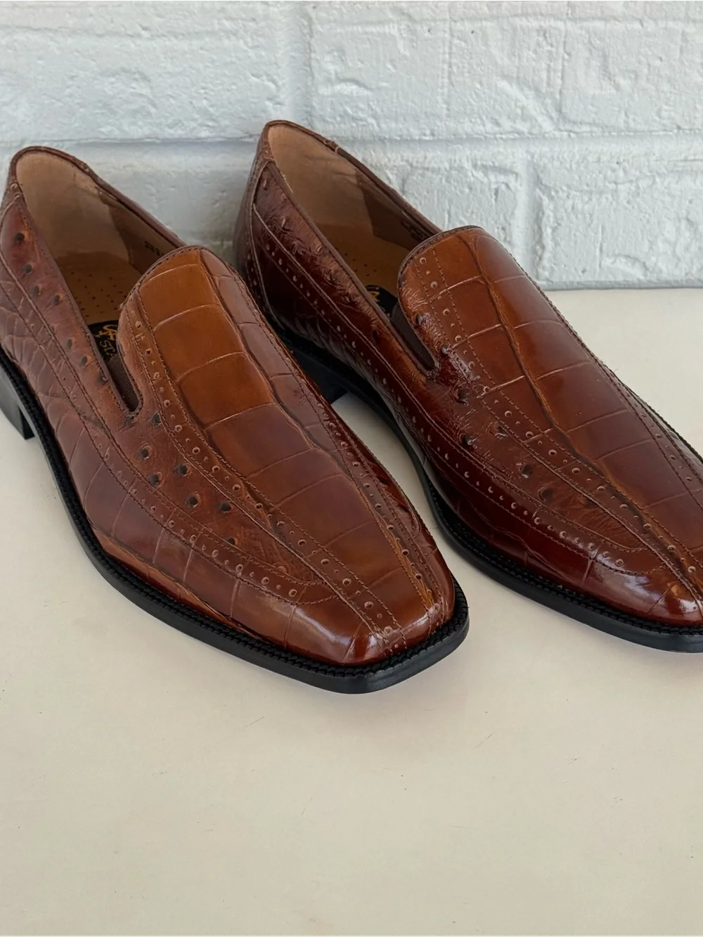 Stacy Adams Alligator Print Square Toe Loafers Men's 8