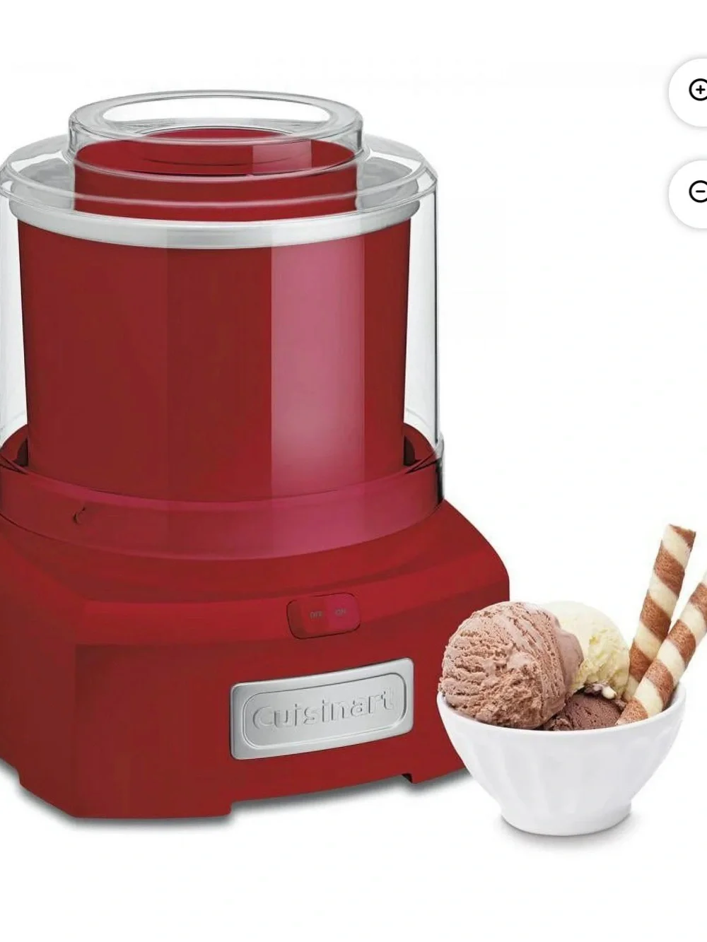 Cuisinart Red Ice Cream Maker with Clear Lid