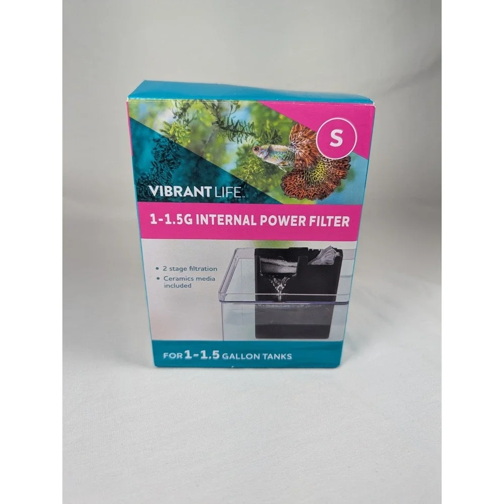Vibrant Life Internal Power Aquarium Filter, 1-1.5 Gallon Tanks New In Box