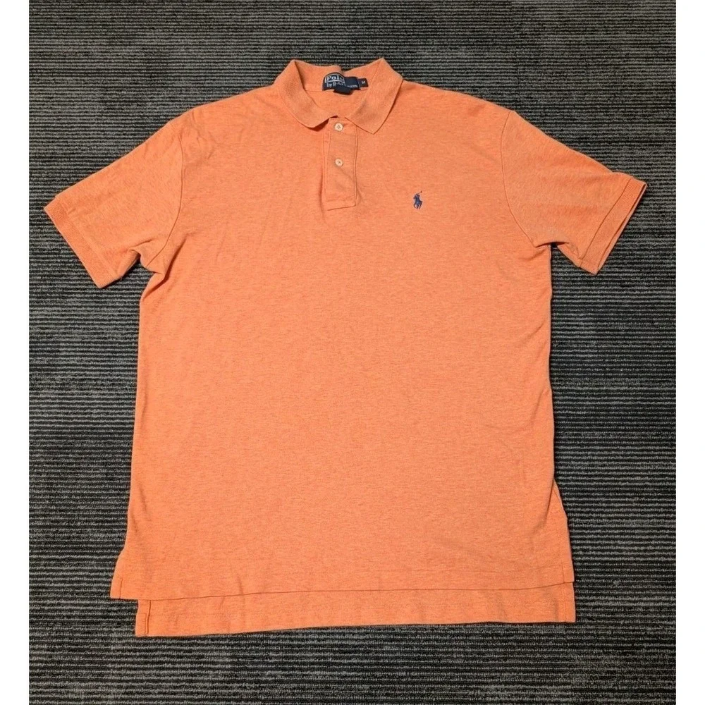 Ralph Lauren Polo Shirt Mens Size M Orange Pony Casual Short Sleeve