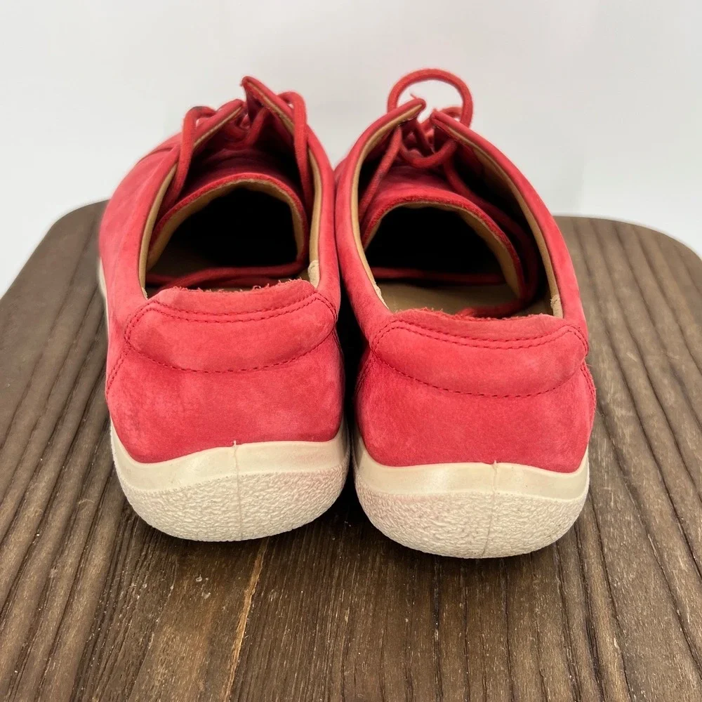Hotter Dew Red Nubuck Leather Lace Up Sneakers Womens 8 EEE Wide Fit Comfort
