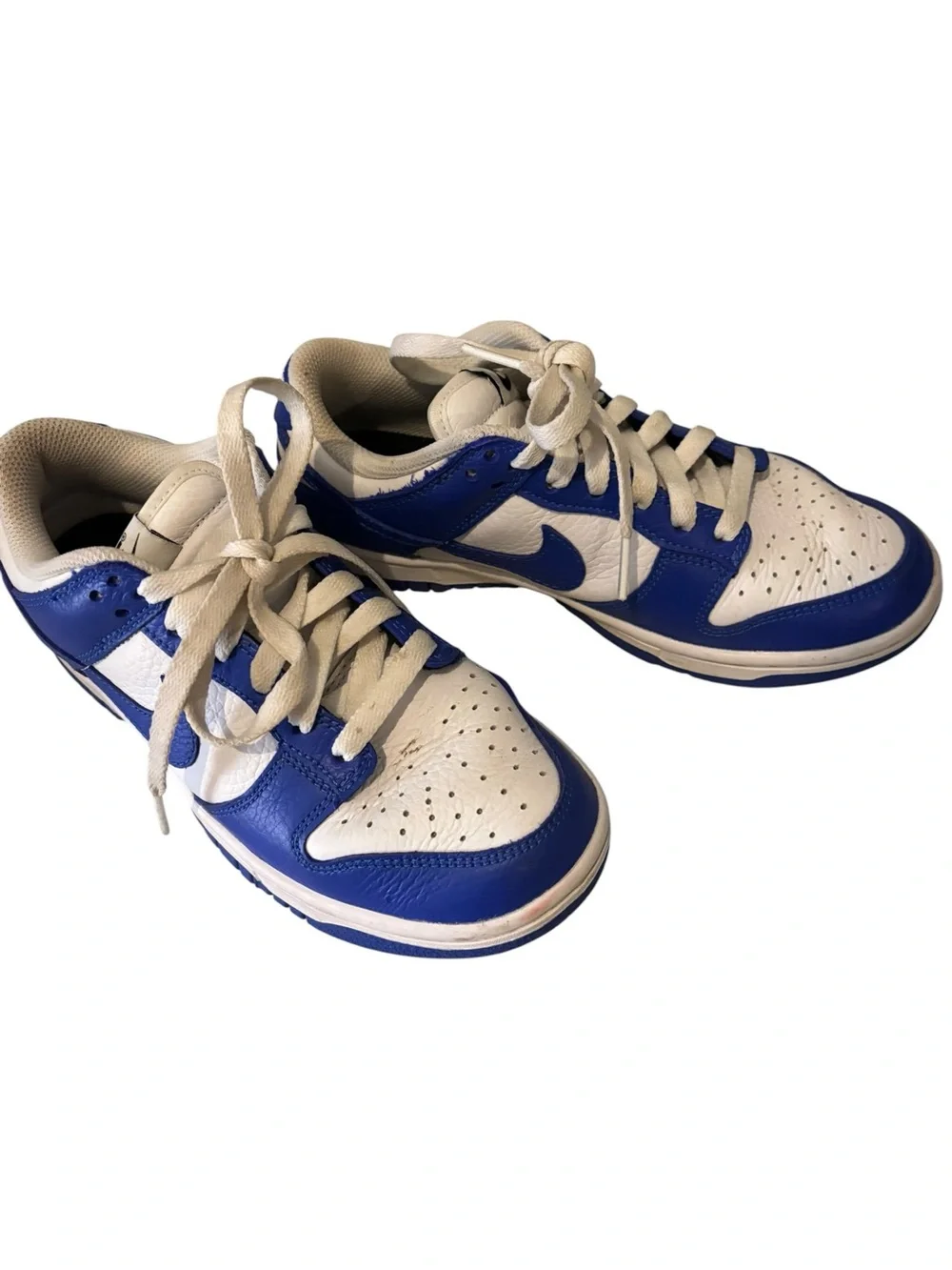 Nike Dunk Low Top Sneakers in Royal Blue and White Kids Size 4.5.