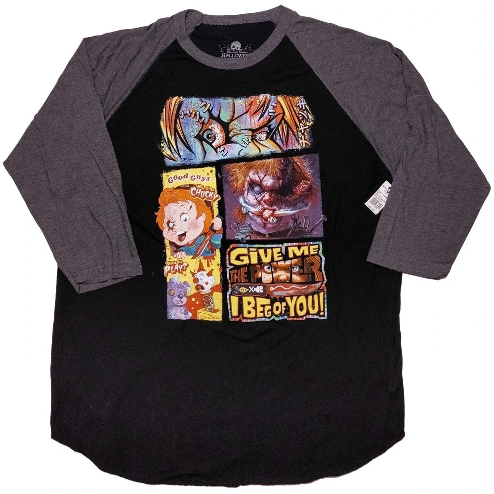 UNIVERSAL Halloween Horror Knights Chucky‎ Raglan Shirt 2023 Artist XL ~ New