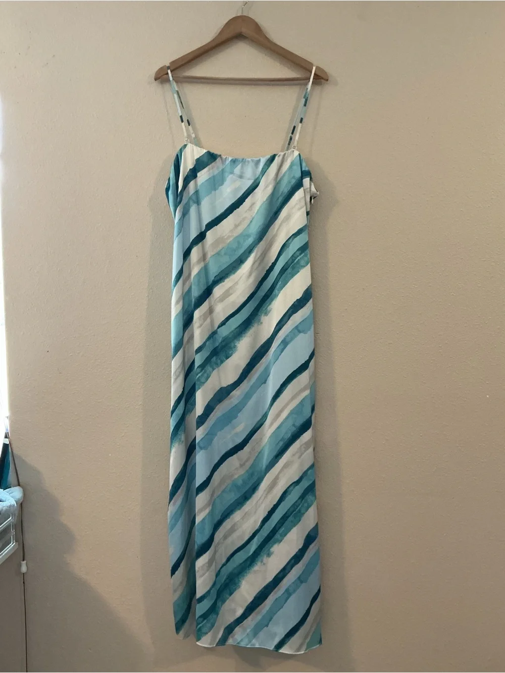 Abercrombie & Fitch White Lined Blue Trim Dress