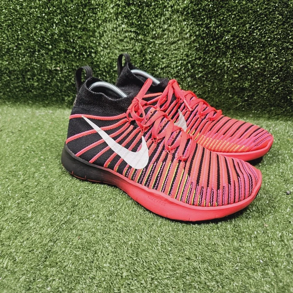 Nike Free Train Force FlyKnit Black Neon Crimson‎ Sneakers 833275-001 Mens 8.5