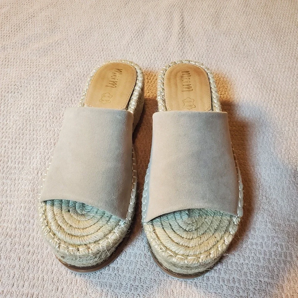 mi.im‎ women's shoes Eva Espadrille Slip On Real Suede Platform Casual Beige