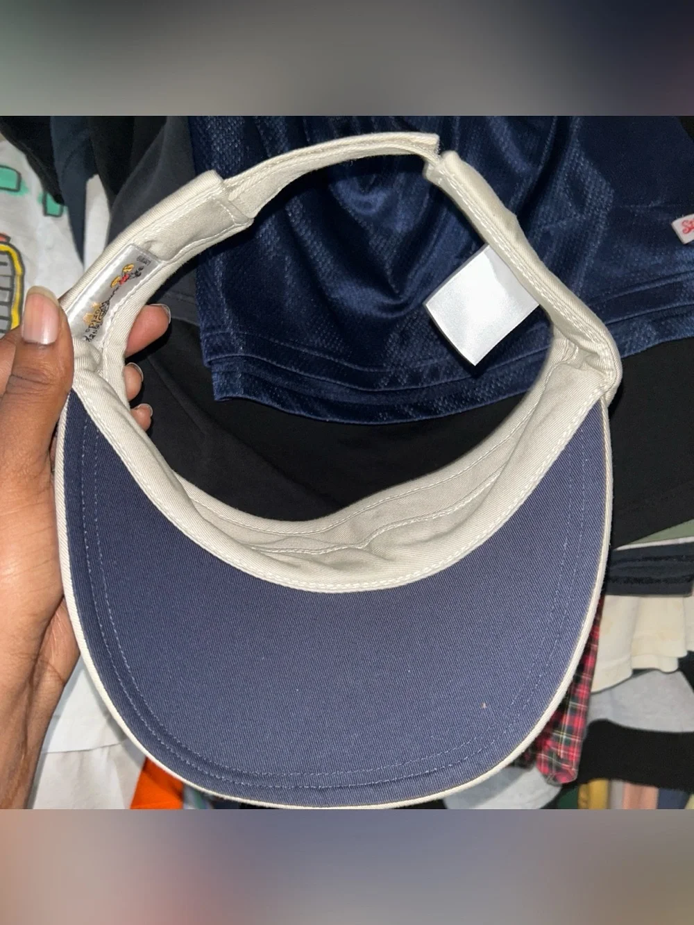 Vintage Walt Disney World Beige Khaki Visor with Navy Embroidered Logo