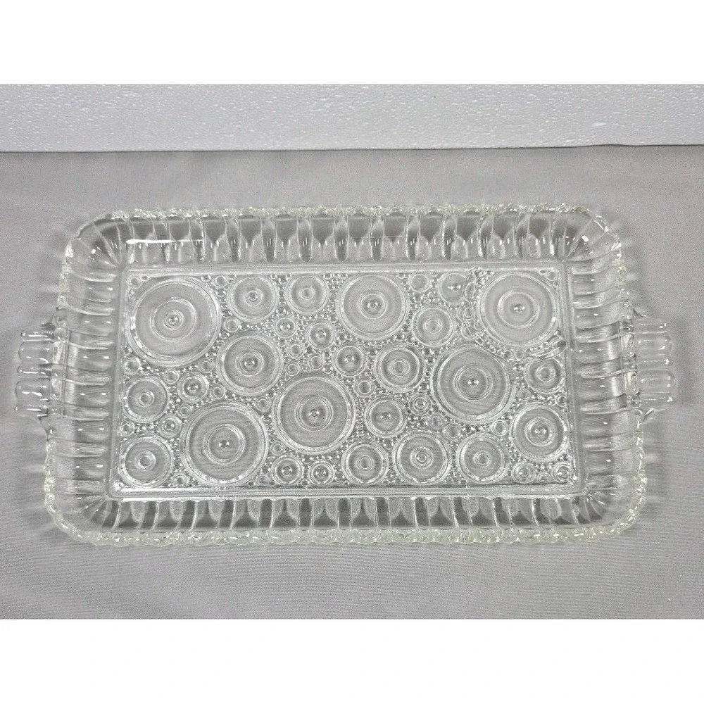 Vintage‎ Anchor Hocking Circle Bubbles Glass Luncheon Snack Tray