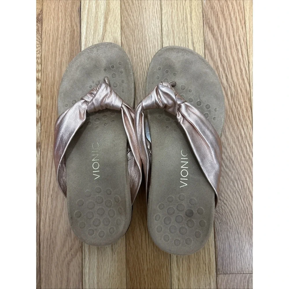Vionic Womens Rest PIPPA Toepost Sandals ROSE‎ GOLD Size 7
