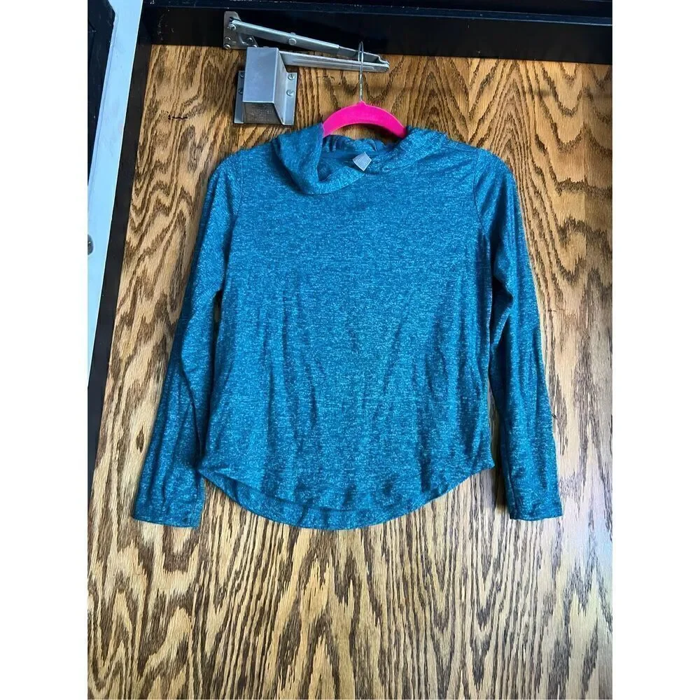 Athleta Girl All You Got Top Billard Teal Hooded Top Girls Size Large/12
