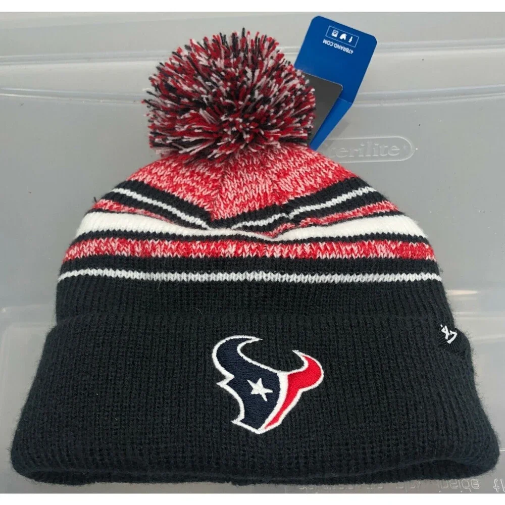 Houston Texans Hat Boys One Size Black Winter Cap‎ Football Youth '47 Brand New