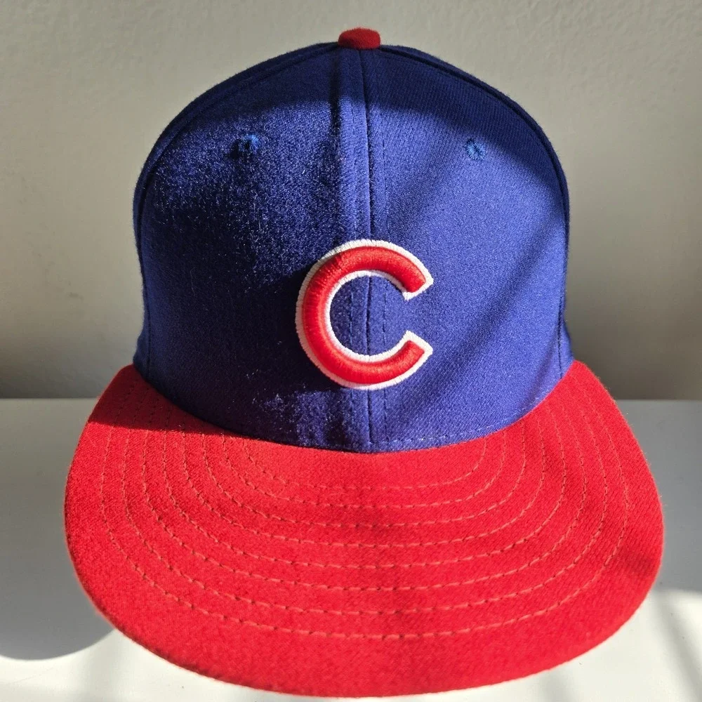 Chicago Cubs New Era 59Fifty Fitted Hat Cap Size 7¼‎ Blue Red Two Tone