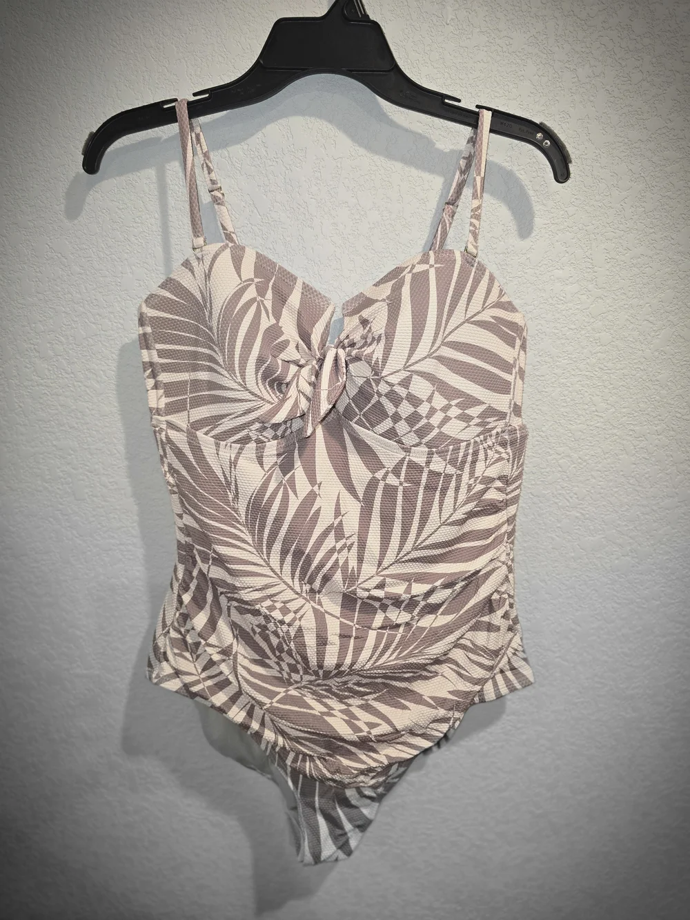 ​Kona Sol Tropical Palm Print Ruched One Piece Swimsuit XL