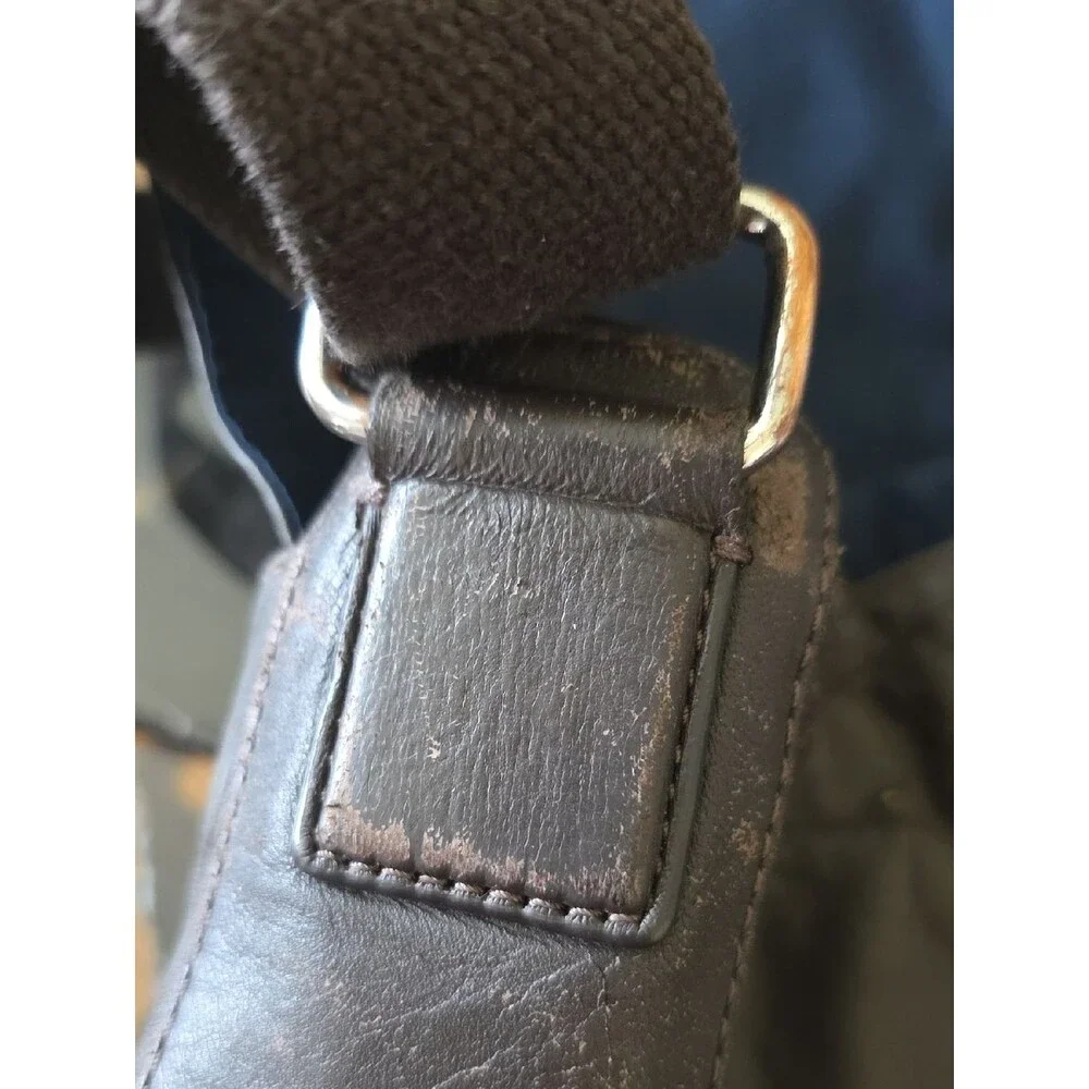 Cole Haan Brown Leather Distressed Messenger Crossbody Bag Work School 16x10x3