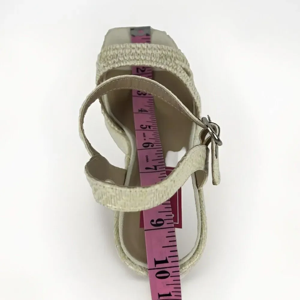 Natural Womens Chunky Platform Heels Sandals white open Toe Ankle Strap SZ 8.5