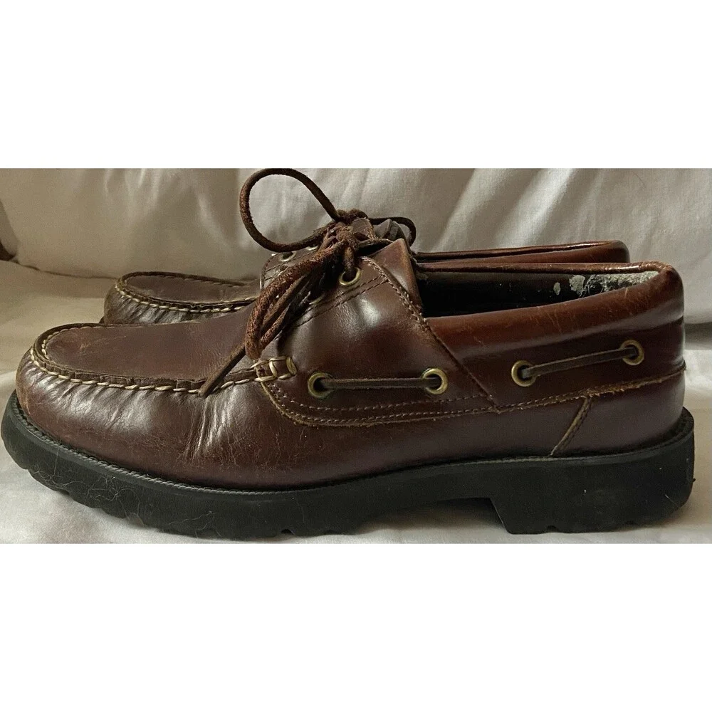 Rockport Mens Brown Leather Boat Deck shoes sz 9.5