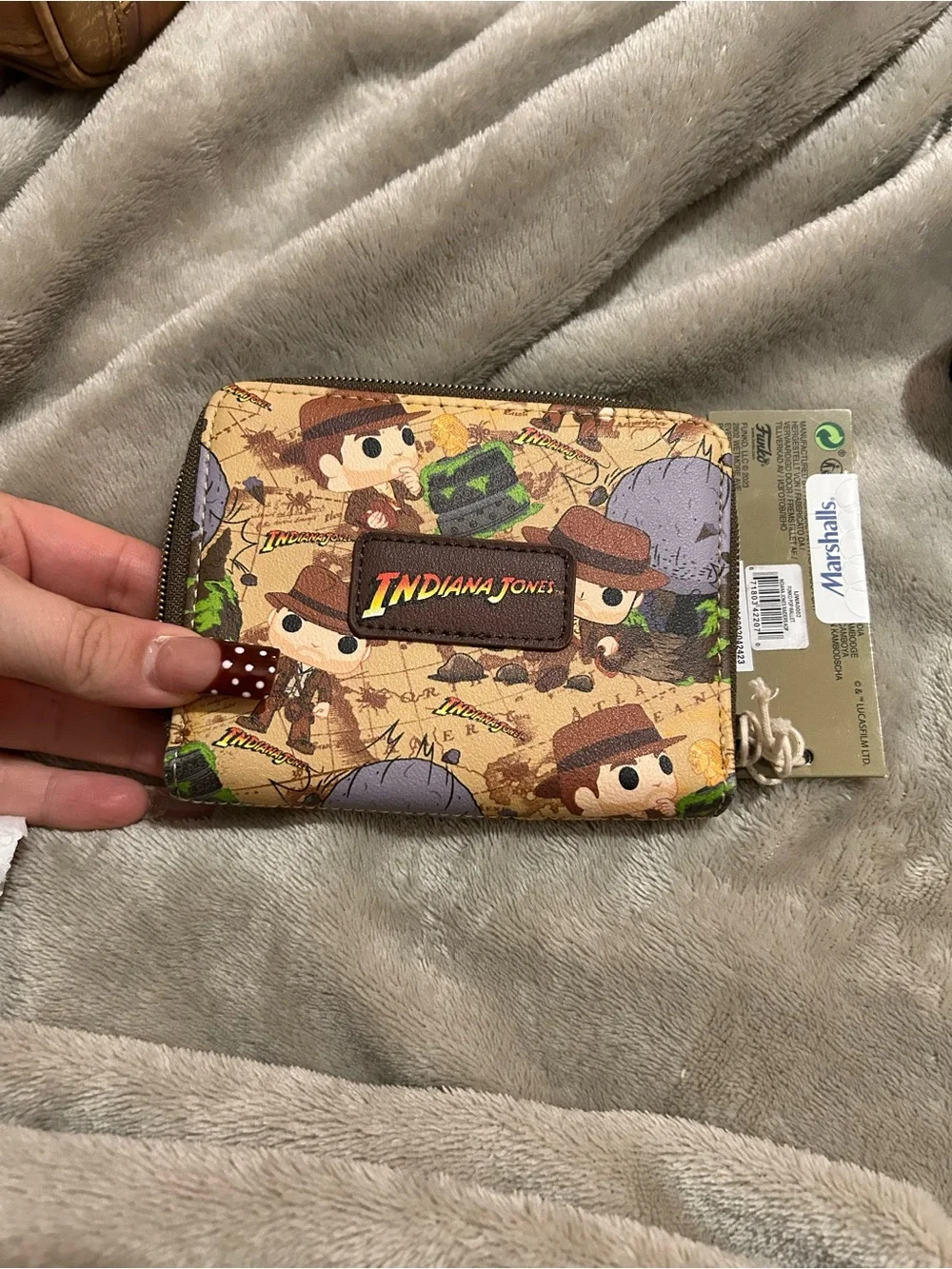 Indiana Jones Print Zip Wallet in Tan and Brown