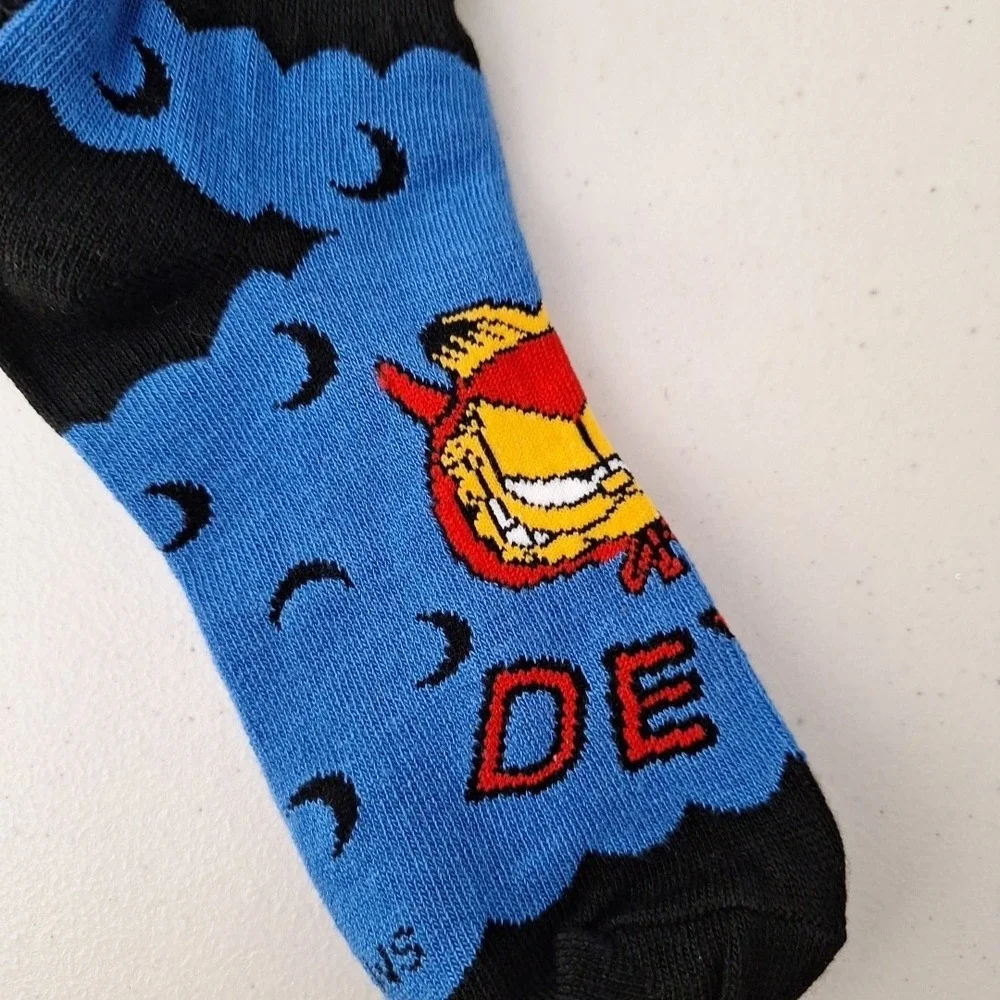 Vintage GARFIELD The Cat HALLOWEEN DEVIL Crew Socks Women's Size 9-11  NEW
